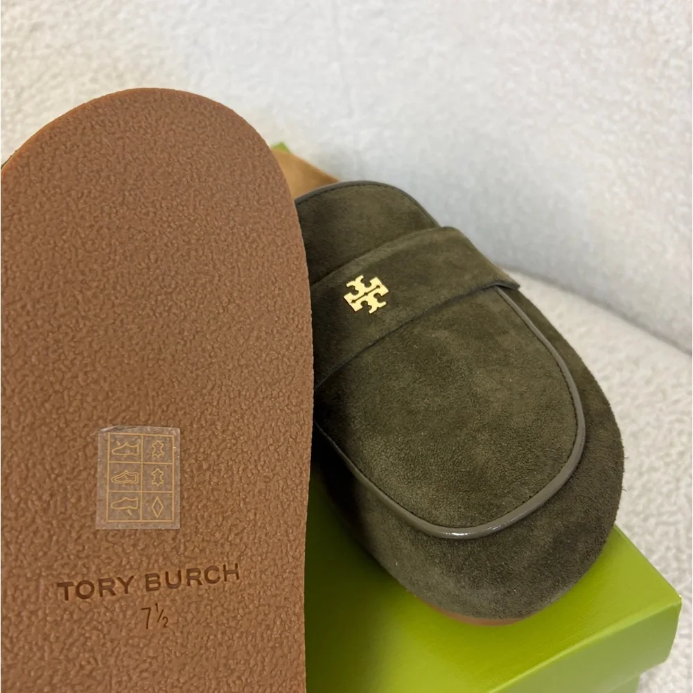 Tory Burch Green Suede Loafers Size 10.5